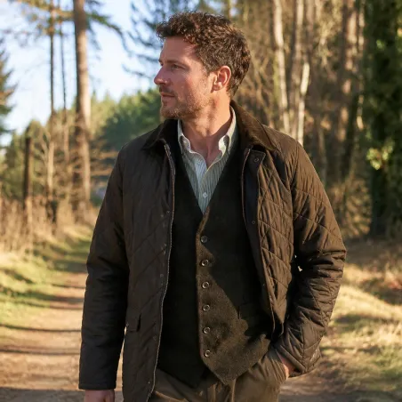 Blouson chasse Amersham Waist Vert - Walker & Hawkes