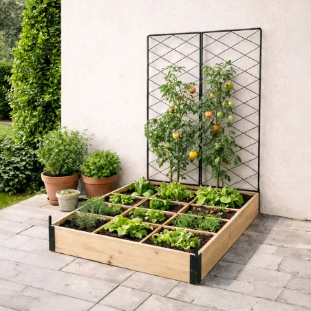 Kit 3 carrés potagers en sapin pour jardin et balcon