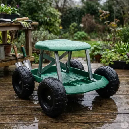 Tabouret jardin roulant 49,5x43cm - Charge 200kg max