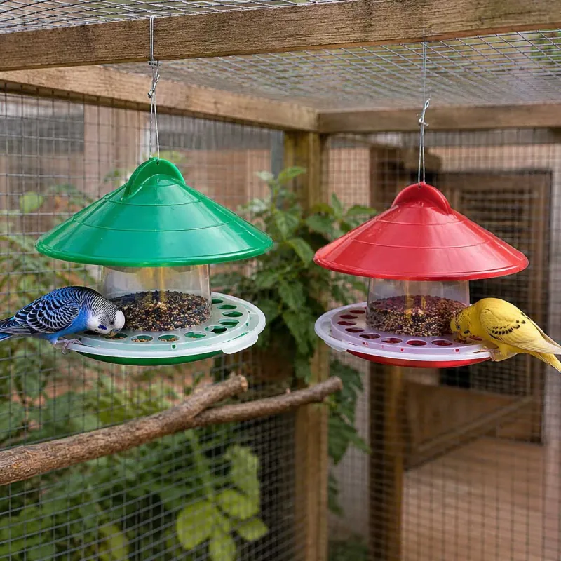 Mangeoire volière plastique 2kg - 3 sucriers anti-oiseaux