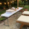 Banc pliable blanc 3 places - 180x27x43 cm extérieur
