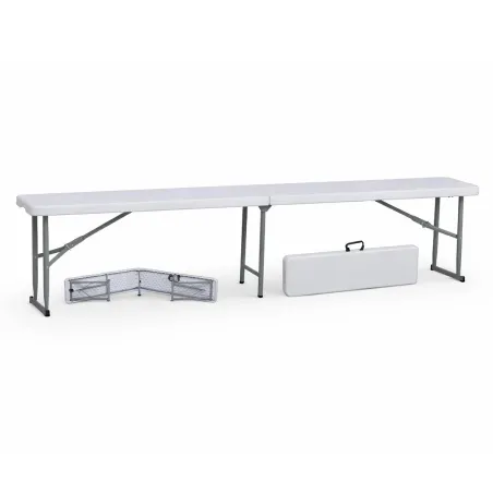 Banc pliable blanc 3 places - 180x27x43 cm extérieur