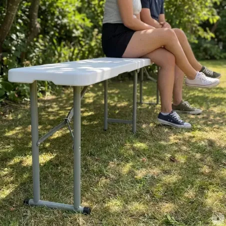 Banc pliable blanc 3 places - 180x27x43 cm extérieur