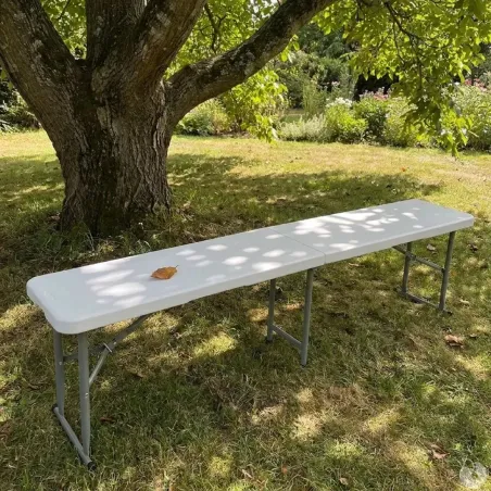Banc pliable blanc 3 places - 180x27x43 cm extérieur