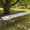 Banc pliable blanc 3 places - 180x27x43 cm extérieur