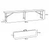 Banc pliable blanc 3 places - 180x27x43 cm extérieur