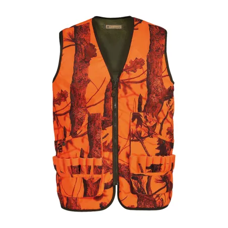 Gilet réversible chasse kaki/orange polyvalent M-4XL