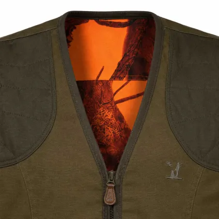 Gilet réversible chasse kaki/orange polyvalent M-4XL