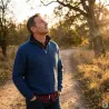 Pull homme col montant indigo - Manches longues zippées