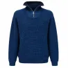Pull homme col montant indigo - Manches longues zippées