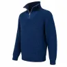 Pull homme col montant indigo - Manches longues zippées