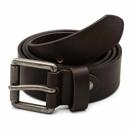 Ceinture cuir buffle marron 120 cm - Boucle rouleau