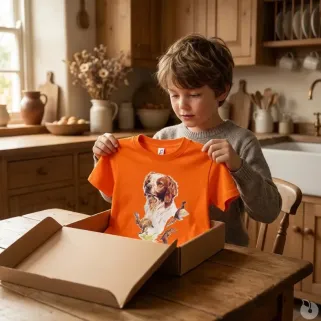 T-shirt enfant épagneul - Coton doux orange 6-12 ans