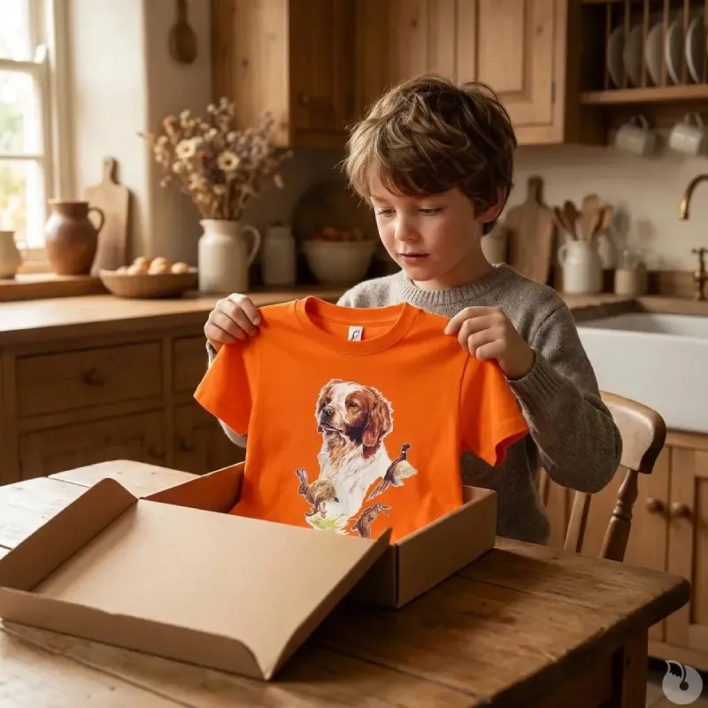 T-shirt enfant épagneul - Coton doux orange 6-12 ans
