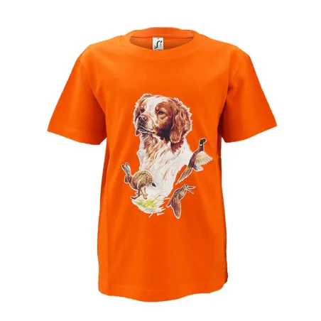 T-shirt enfant épagneul - Coton doux orange 6-12 ans