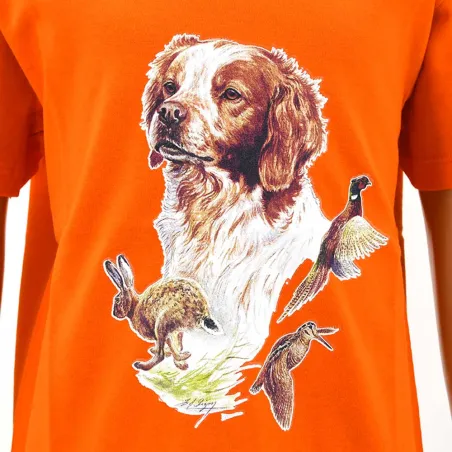 T-shirt enfant épagneul - Coton doux orange 6-12 ans