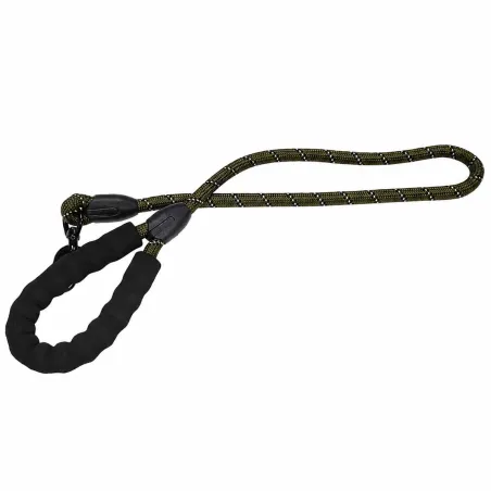 Longe nylon kaki réfléchissante 120 cm pour chien