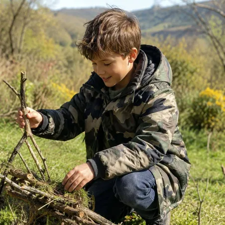 Parka enfant matelassée camo 6-16 ans 4 poches déperlante
