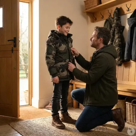 Parka enfant matelassée camo 6-16 ans 4 poches déperlante