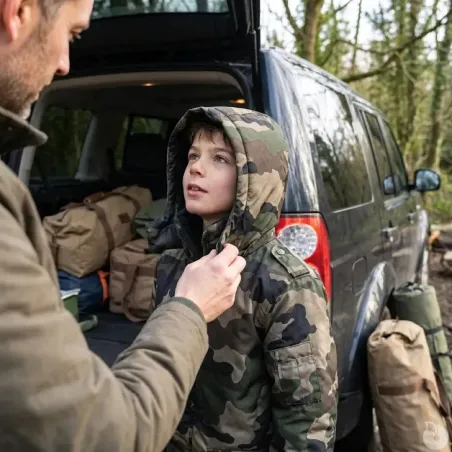 Parka enfant matelassée camo 6-16 ans 4 poches déperlante
