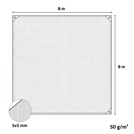 Filet de récolte 8x8m maille 5mm - Protection cultures HD