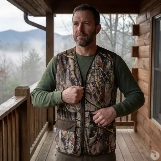 Gilet Chasse Camouflage Léger Déperlant 12 Tubes