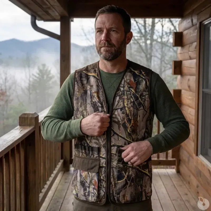 Gilet Chasse Camouflage Léger Déperlant 12 Tubes