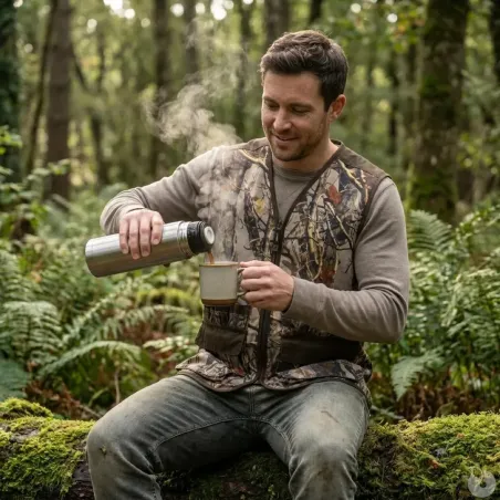 Gilet Chasse Camouflage Léger Déperlant 12 Tubes