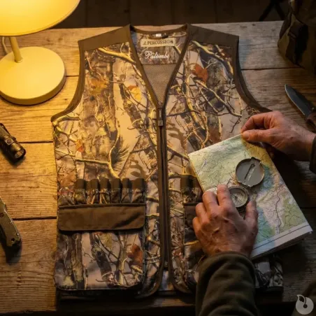 Gilet Chasse Camouflage Léger Déperlant 12 Tubes