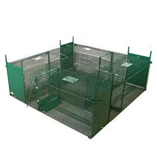 Piège à fauves 4 entrées 1,35m x 1,35m x 0,45m
