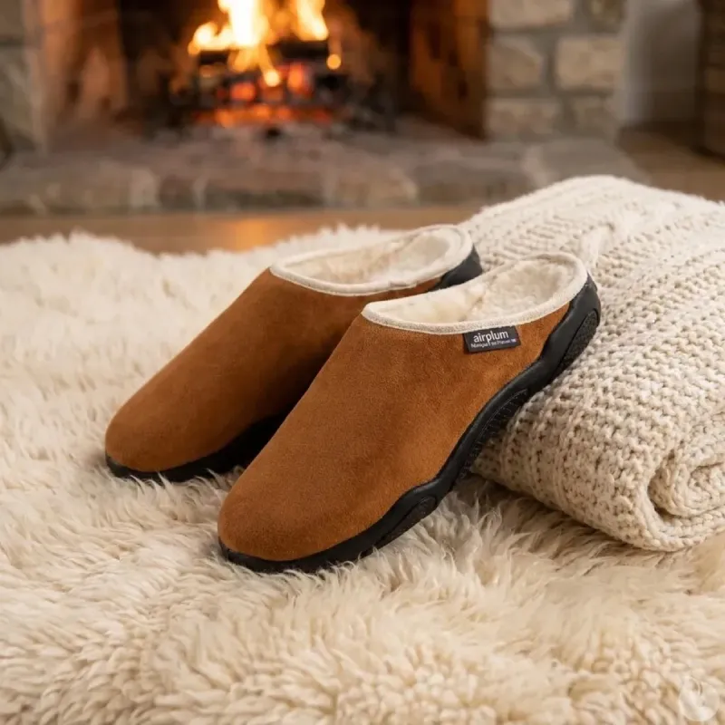 Mules fourrées Doudou marron - Confort douillet Airplum