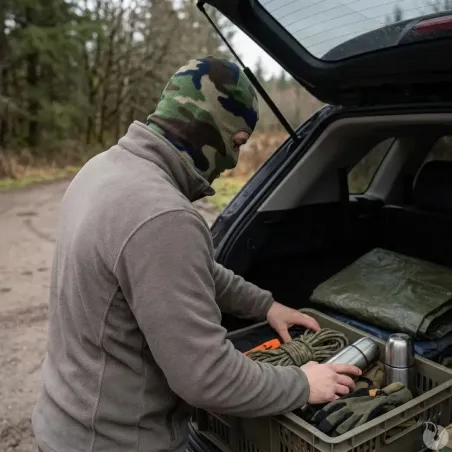 Cagoule polaire camo CE chaude et discrète pour chasse