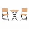 Set bistrot Ø61cm + 2 chaises osier - Acier noir extérieur