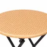 Set bistrot Ø61cm + 2 chaises osier - Acier noir extérieur