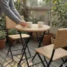 Set bistrot Ø61cm + 2 chaises osier - Acier noir extérieur
