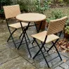 Set bistrot Ø61cm + 2 chaises osier - Acier noir extérieur