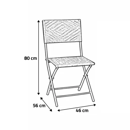 Set bistrot Ø61cm + 2 chaises osier - Acier noir extérieur