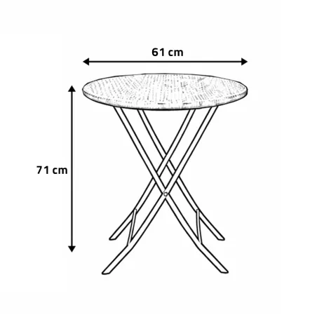 Set bistrot Ø61cm + 2 chaises osier - Acier noir extérieur