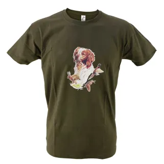 T-shirt kaki épagneul Bartavel® - Scène de chasse