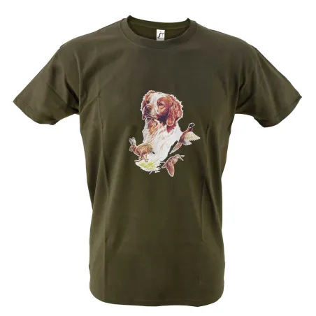 T-shirt kaki épagneul Bartavel 100% coton 190 g/m²