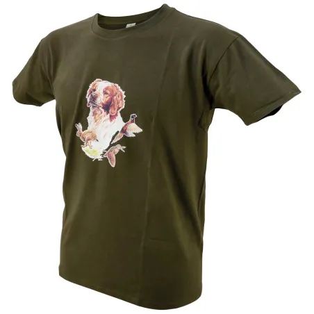 T-shirt kaki épagneul Bartavel® - Scène de chasse