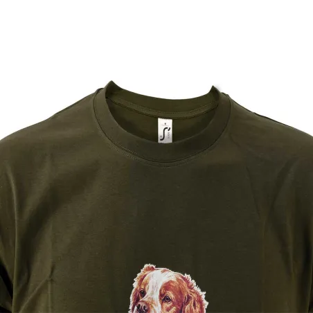 T-shirt kaki épagneul Bartavel® - Scène de chasse