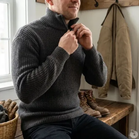 Pull homme Brandit® col camionneur anthracite zippé