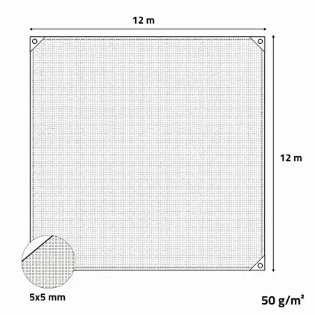 Filet récolte 12x12m maille 5mm - Résistant et léger 50g/m²