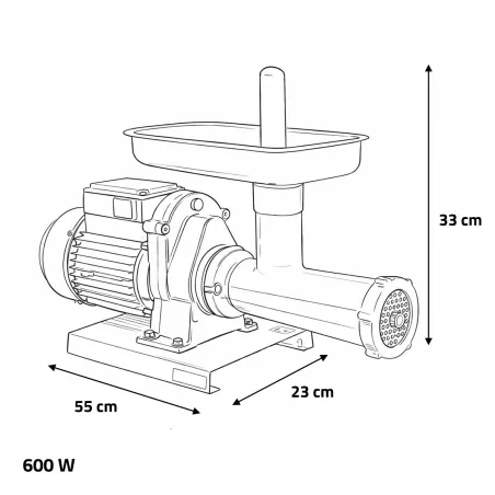 Hachoir à viande Reber n°22 600W semi-pro avec marche arrière