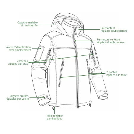 Parka Hardshell XMF 200 A10® Homme - Noir résistante