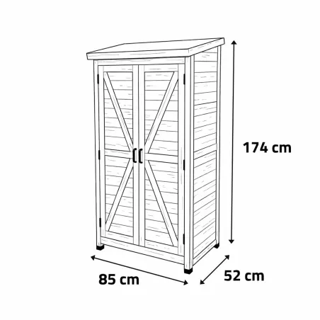Abri jardin Sambre bois 2 portes 85x52x174 cm