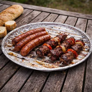 3 plateaux alu Ø35 cm pour barbecue - Lot pratique