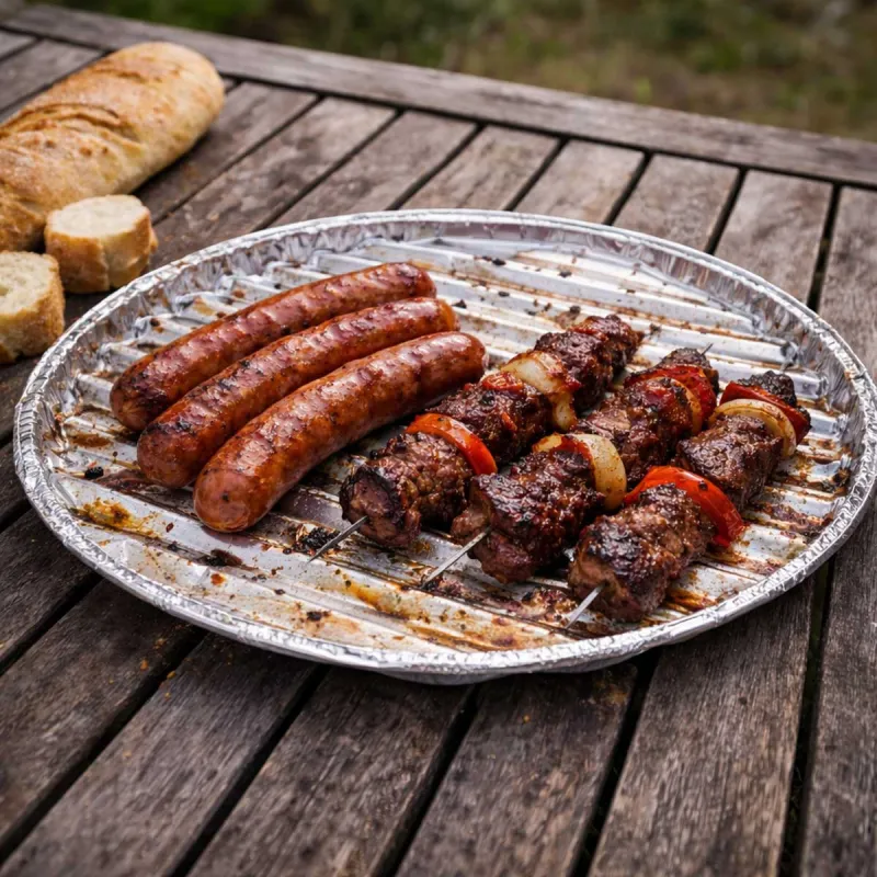 3 plateaux alu Ø35 cm pour barbecue - Lot pratique