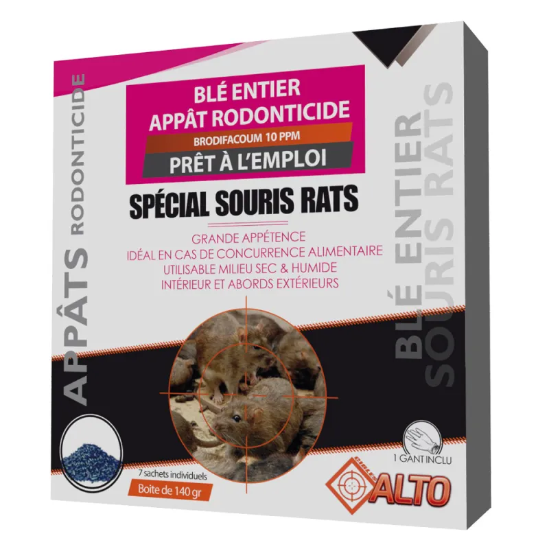 Anti-rongeurs ALTO blé brodifacum 140g - Rats & Souris
